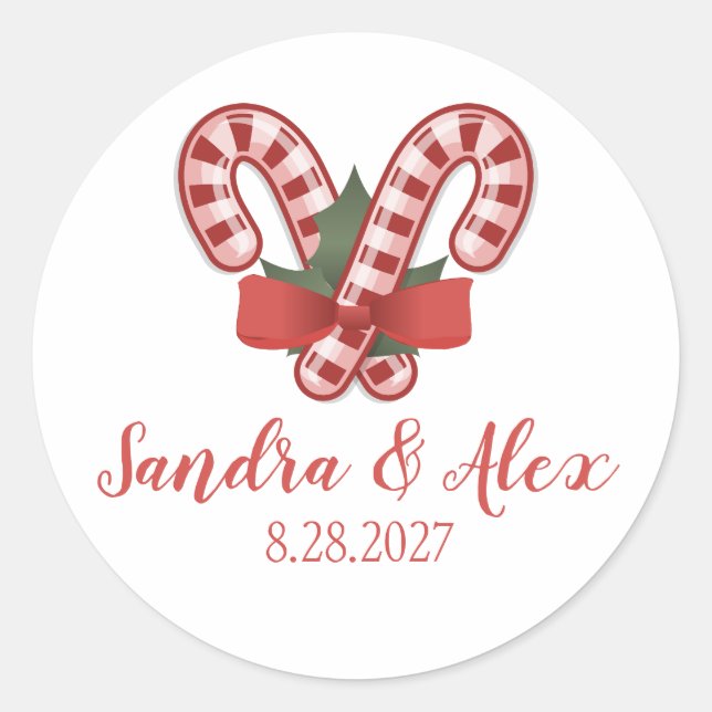 Sucre de canne Stickers de mariage de Noël personn (Devant)