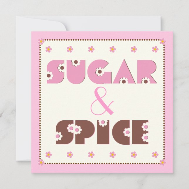 Sucre & épices bébé fille douche invitation (Devant)