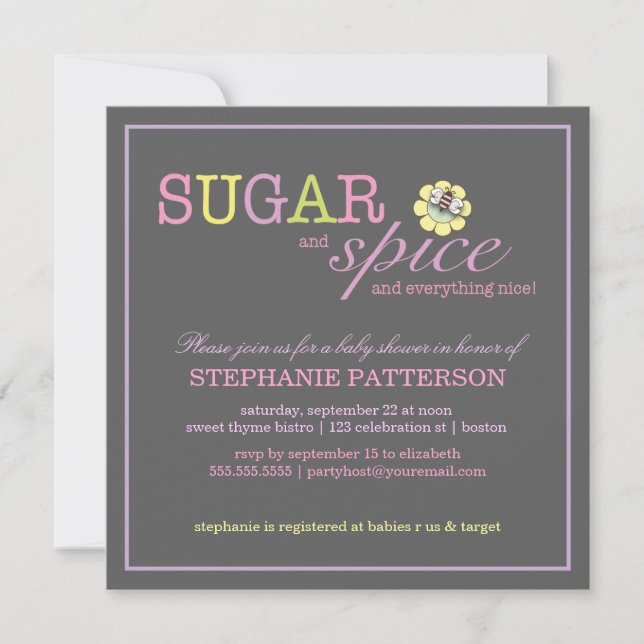 Sucre et épices C'est une invitation Baby shower f (Devant)