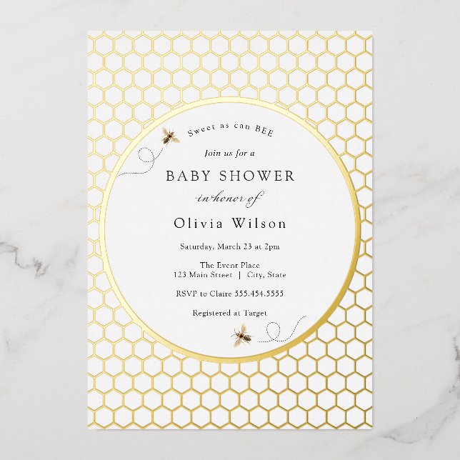 Sucré que peut être Baby shower Foil Invitation (Recto)