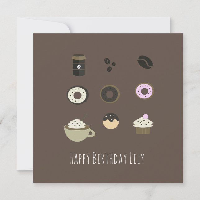 Sucres de café Bonne carte de nom d'anniversaire (Devant)