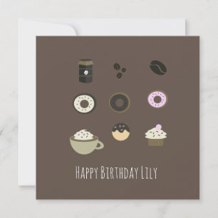 Sucres de café Bonne carte de nom d'anniversaire