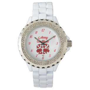 Sucres de canne de Noël Montre en strass féminin