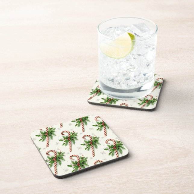 Sucres de canne & Dessous de verre de Noël Holly (Côté Droit)