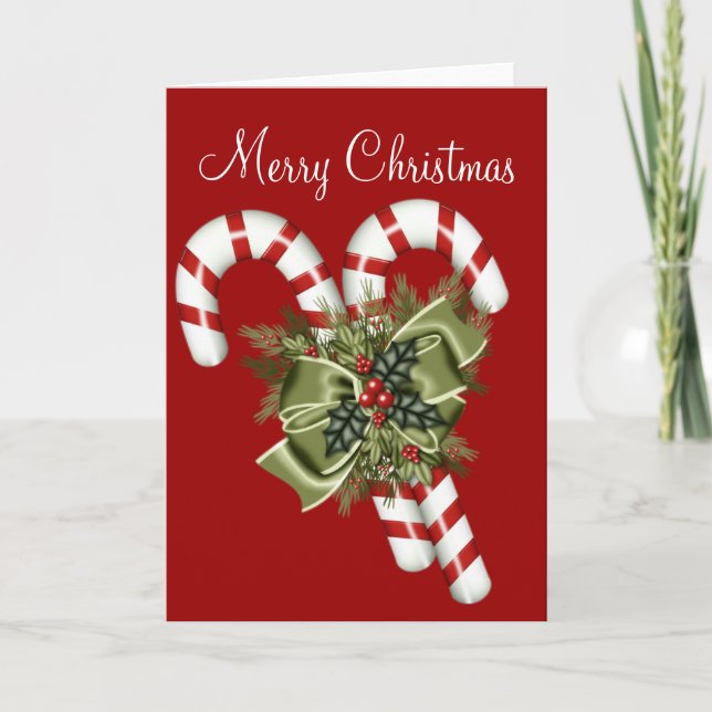Sucres de canne et carte de Noël Bow verte (Devant)