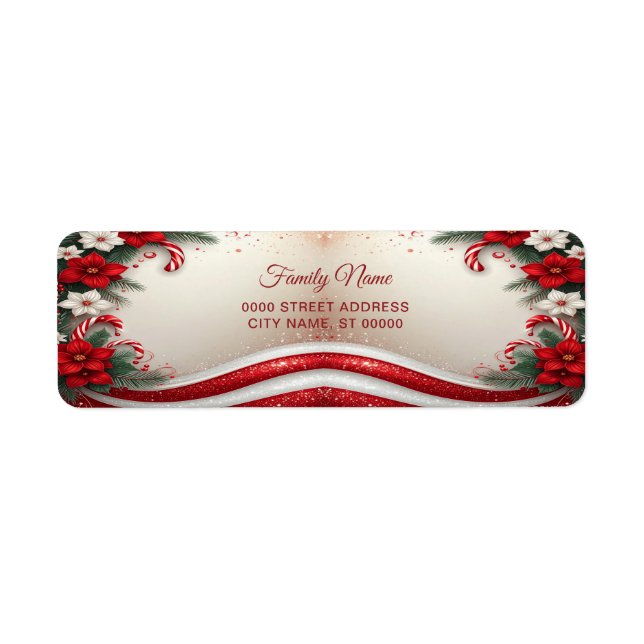 Sucres de canne floraux de Noël Adresse de retour (Devant)