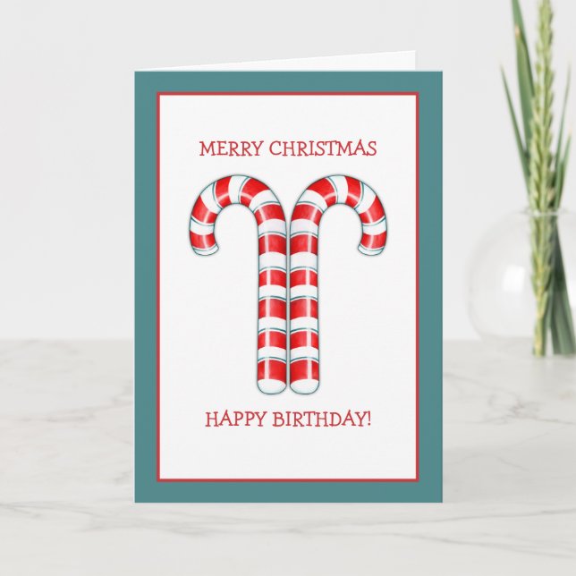 Sucres de canne rouge Noël Carte d'anniversaire (Devant)