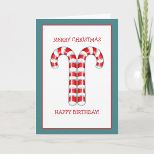 Sucres de canne rouge Noël Carte d'anniversaire