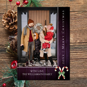 Sucres de canne rustiques Noël   Carte photo viole