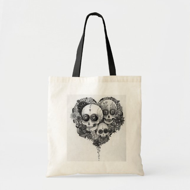 sucrez le sac de coeur de fleur noire et blanche (Devant)