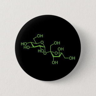Sucrose Sugar Molecule Chemical Diagram 2 Inch Round Button