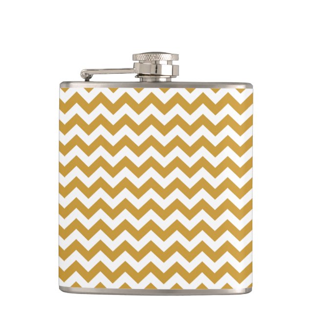 Sudan Brown Safari Chevron Hip Flask (Front)
