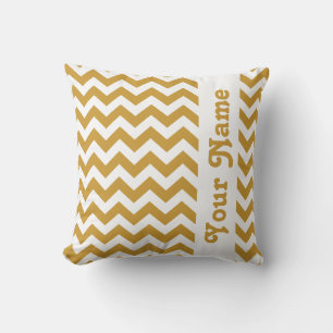 Sudan Brown Safari Chevron with custom text Throw Pillow