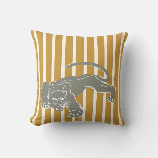 Sudan Brown Safari Stripe Pillow with Leopard (Front)