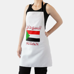 Sudan Flag السودان Arabic & English WordArt Apron