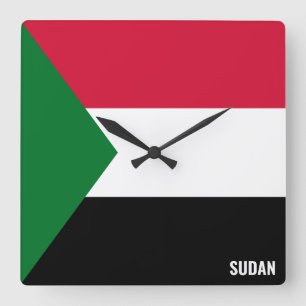 Sudan Flag Dazzling Patriotic Square Wall Clock