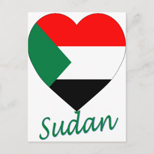 Sudan Flag Heart Postcard