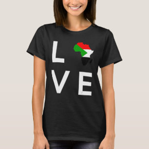Sudan Flag Love Africa Continent Silhouette for Su T-Shirt