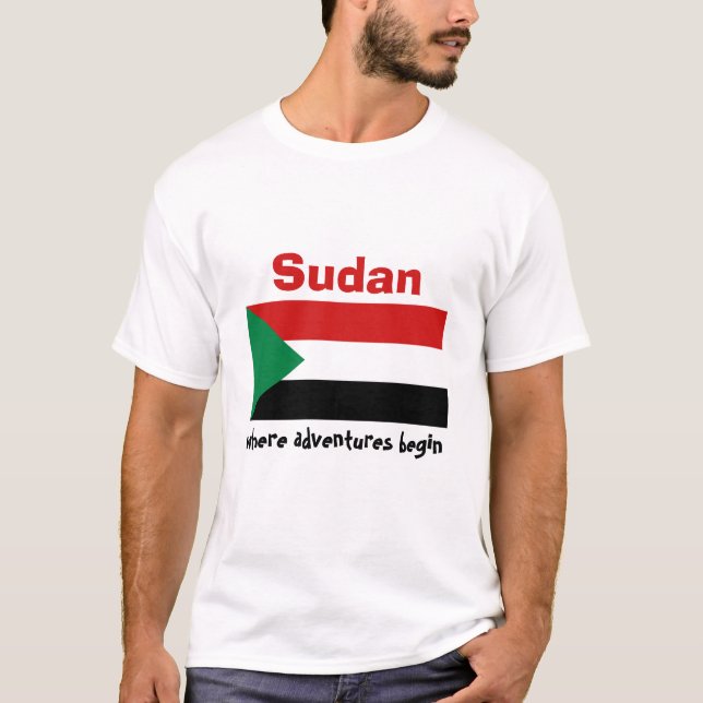Sudan Flag + Map + Text T-Shirt (Front)