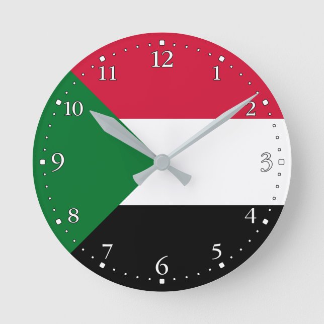 Sudan Flag Round Clock (Front)