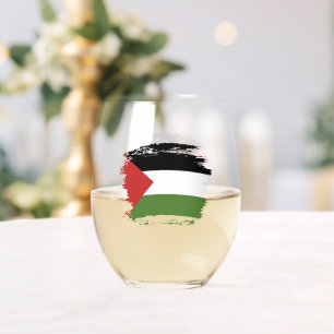 Sudan flag stemless wine glass