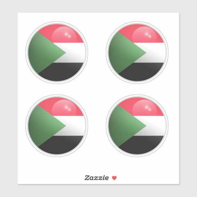 Sudan Glossy Circle Flag (Sheet)