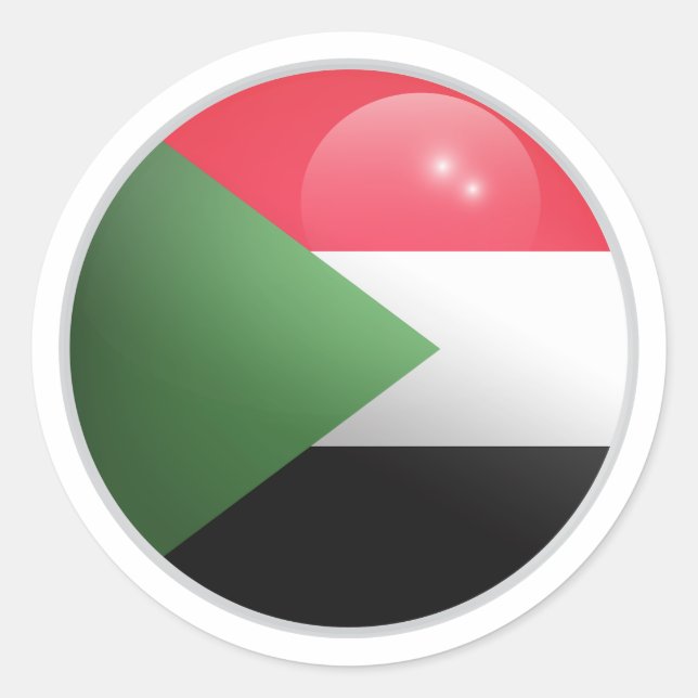 Sudan Glossy Circle Flag Classic Round Sticker (Front)