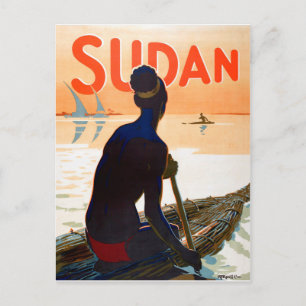 Sudan, traditional fishing, vintage travel postcard