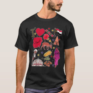 Sudanese hand drawn landmarks Sudan map Culture ic T-Shirt