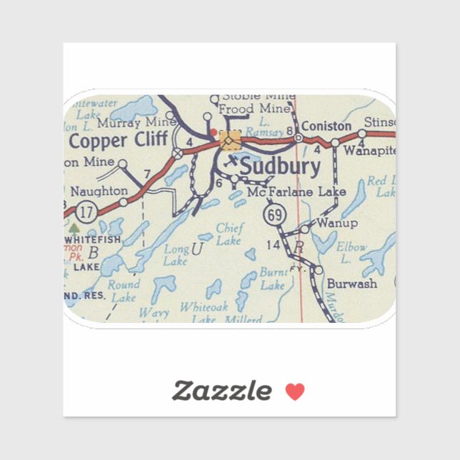 Sudbury Ontario Vintage Map (Sheet)