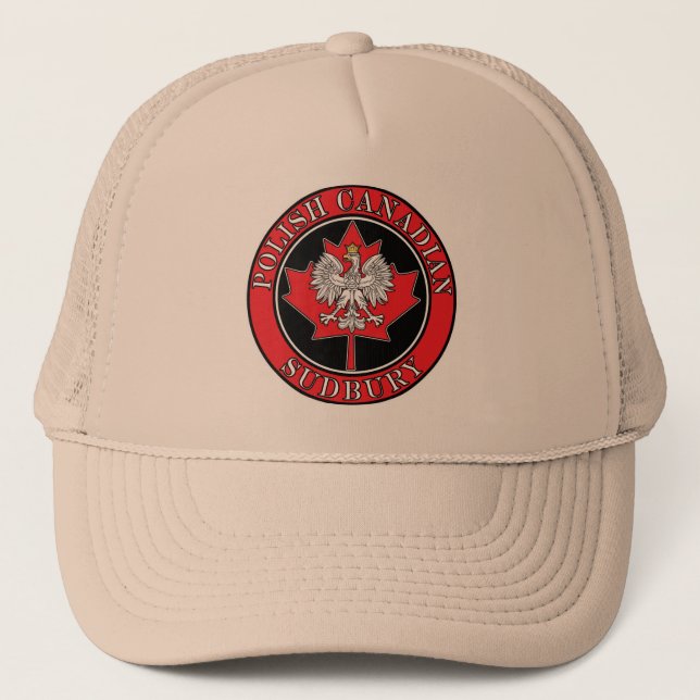 Sudbury Round Polish Canadian Leaf Trucker Hat (Front)