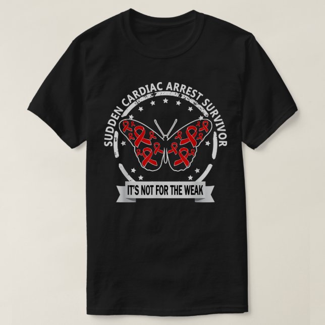 Sudden Cardiac Arrest Survivor, red-ribbon butterf T-Shirt (Design Front)