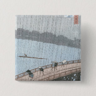 Sudden Shower over Shin-Ohashi Bridge and 2 Inch Square Button