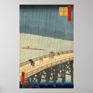 Sudden shower over Shin-Ōhashi bridge and Atake Poster
