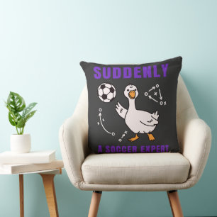 Suddenly a soccer expert throw pillow