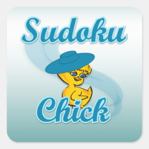 Sudoku Chick #3 Square Sticker