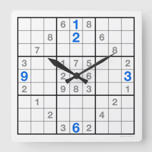 Sudoku Clock with downloadable puzzle (blue)