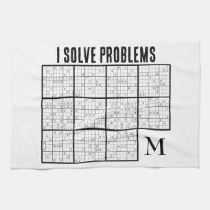 SUDOKU I Solve Problems Monogram Kitchen Towel