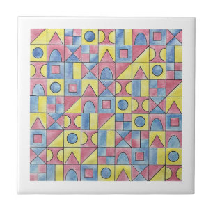 Sudoku One-Hand Painted Modern Bauhaus Geometric Tile