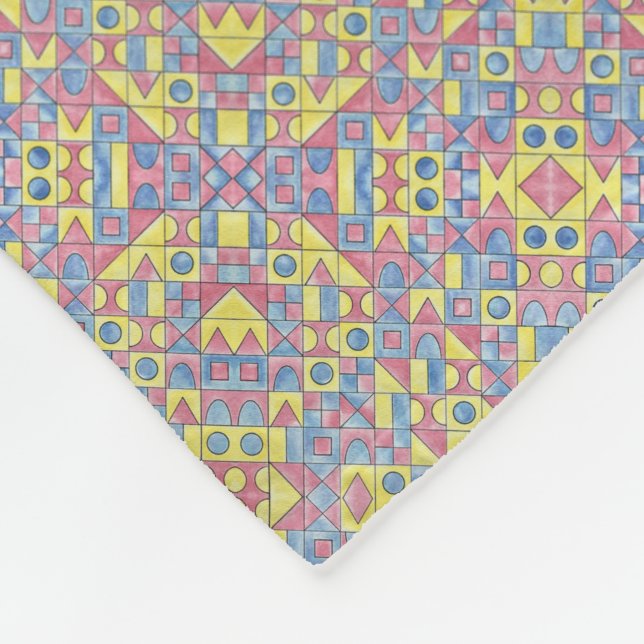 Sudoku One-Modern Bauhaus Geometric Art Fleece Blanket (Corner)