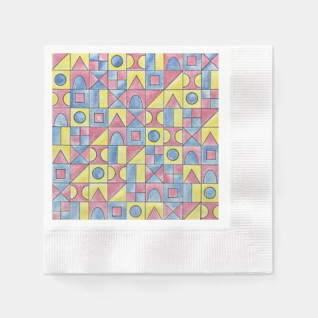 Sudoku One-Modern Bauhaus Geometric Art Napkin (Front)