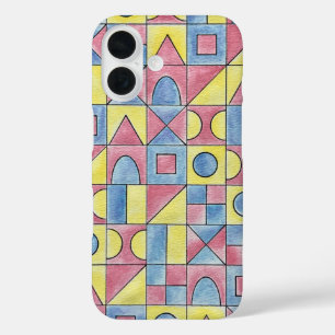 Sudoku One-Modern Bauhaus Geometric Watercolor Art iPhone 16 Case