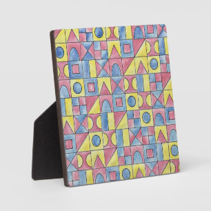 Sudoku One-Modern Bauhaus Geometric Watercolor Art Plaque