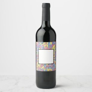 Sudoku One-Modern Bauhaus Geometric Watercolor Art Wine Label