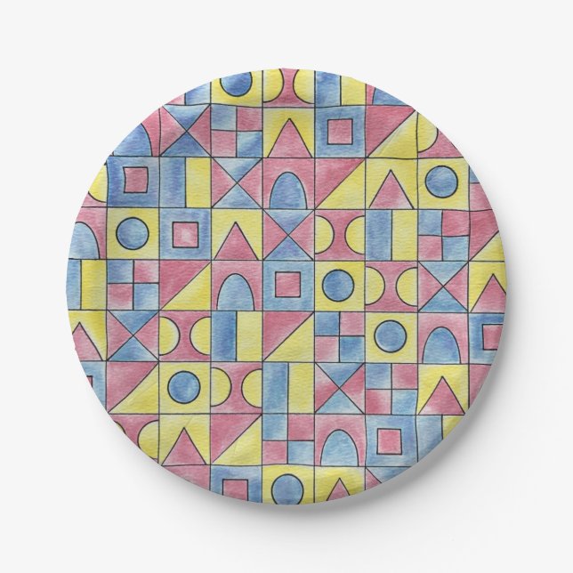 Sudoku One-Modern Minimalist Bauhaus Geometric Art Paper Plate (Front)