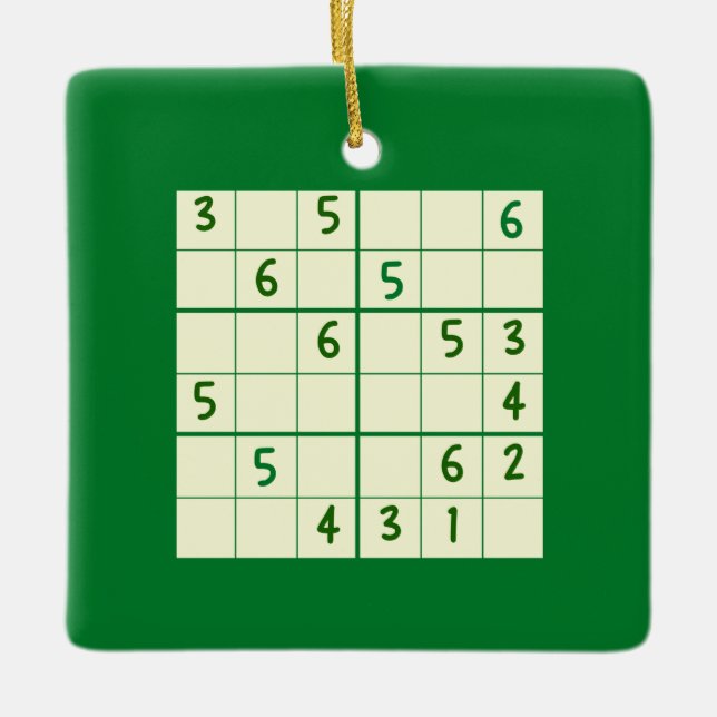 Sudoku Puzzle 6x6 Ceramic Ornament (Front)