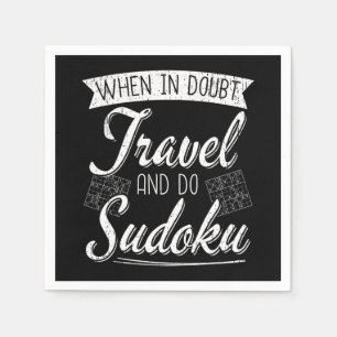 Sudoku Puzzle Lover World Traveler Quote Napkin