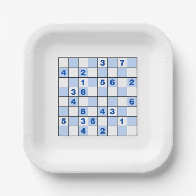  Sudoku Puzzles  Paper Plate (Front)