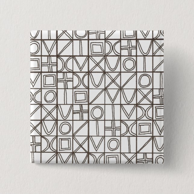 Sudoku Two-Black And White Abstract Art 2 Inch Square Button (Front)