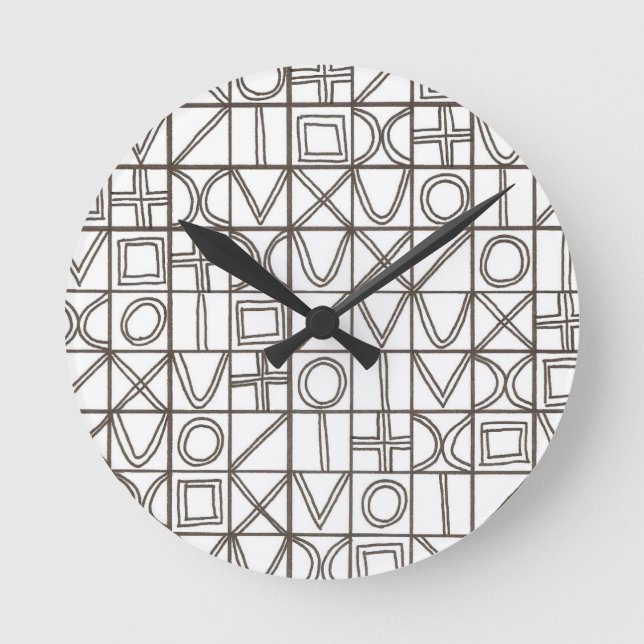 Sudoku Two-Modern Minimalist Geometric Round Clock (Front)